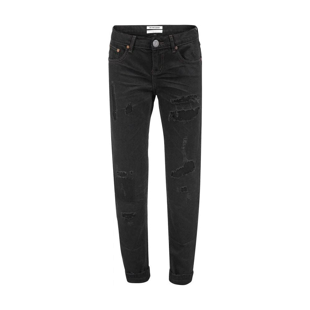 One Teaspoon Chic Black Distressed Patched Jeans One Teaspoon