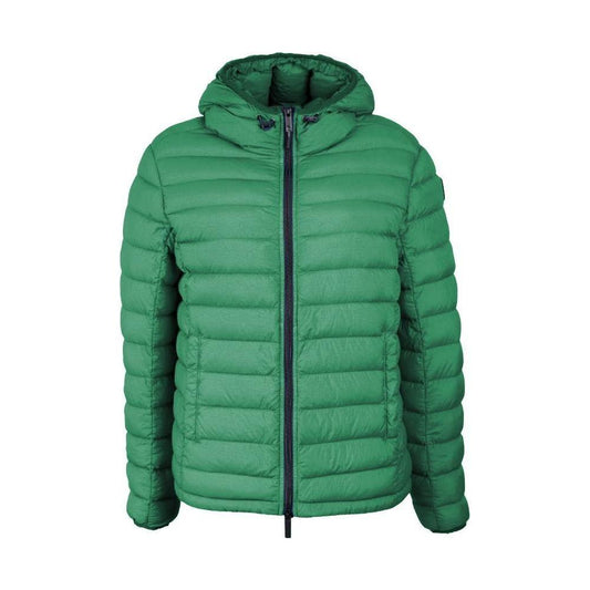 Centogrammi Chic Hooded Down Nylon Jacket in Lush Green Centogrammi