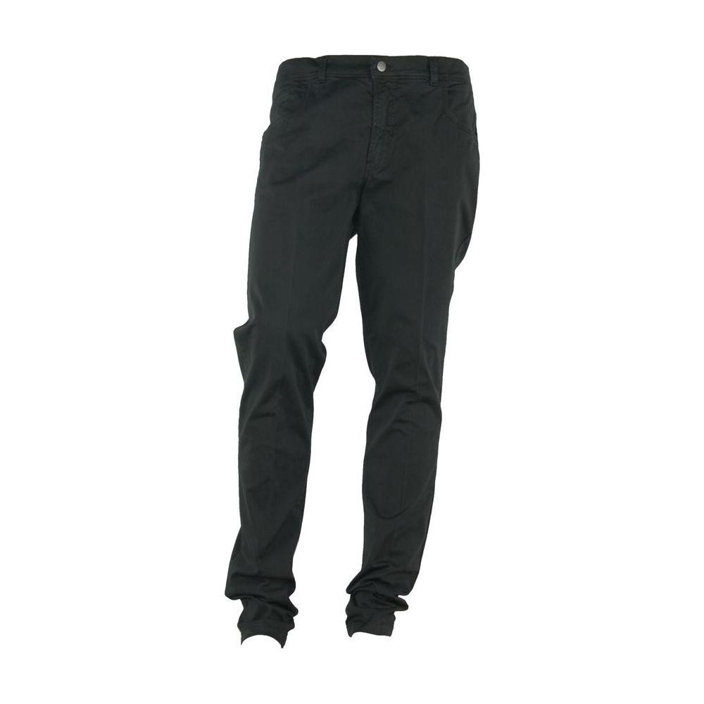 Made in Italy Elegant Summer Black Cotton Trousers Made in Italy