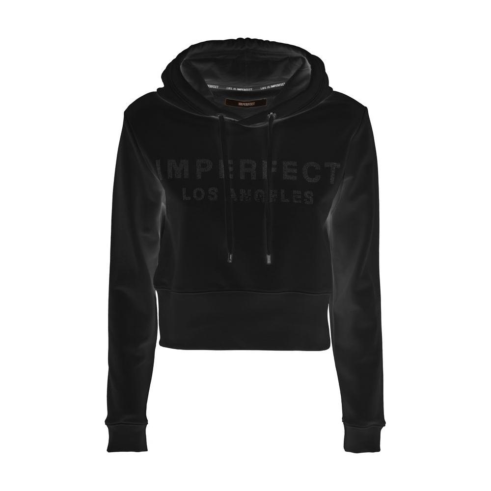 Imperfect Black Cotton Women Hoodie Imperfect