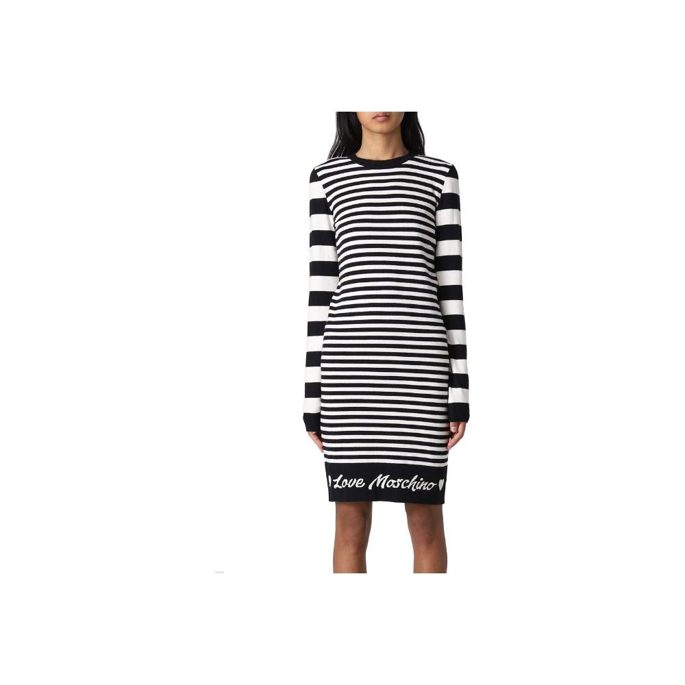 Love Moschino Elegant Striped Knit Dress with Long Sleeves Love Moschino