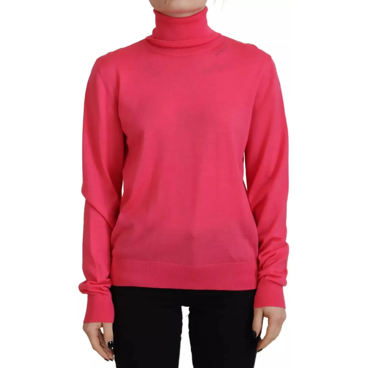 Dsquared² Pink Solid Long Sleeve Turtle Neck Casual Sweater Dsquared²