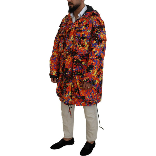 Dsquared² Multicolor Long Hooded Cargo Pocket Coat Jacket Dsquared²