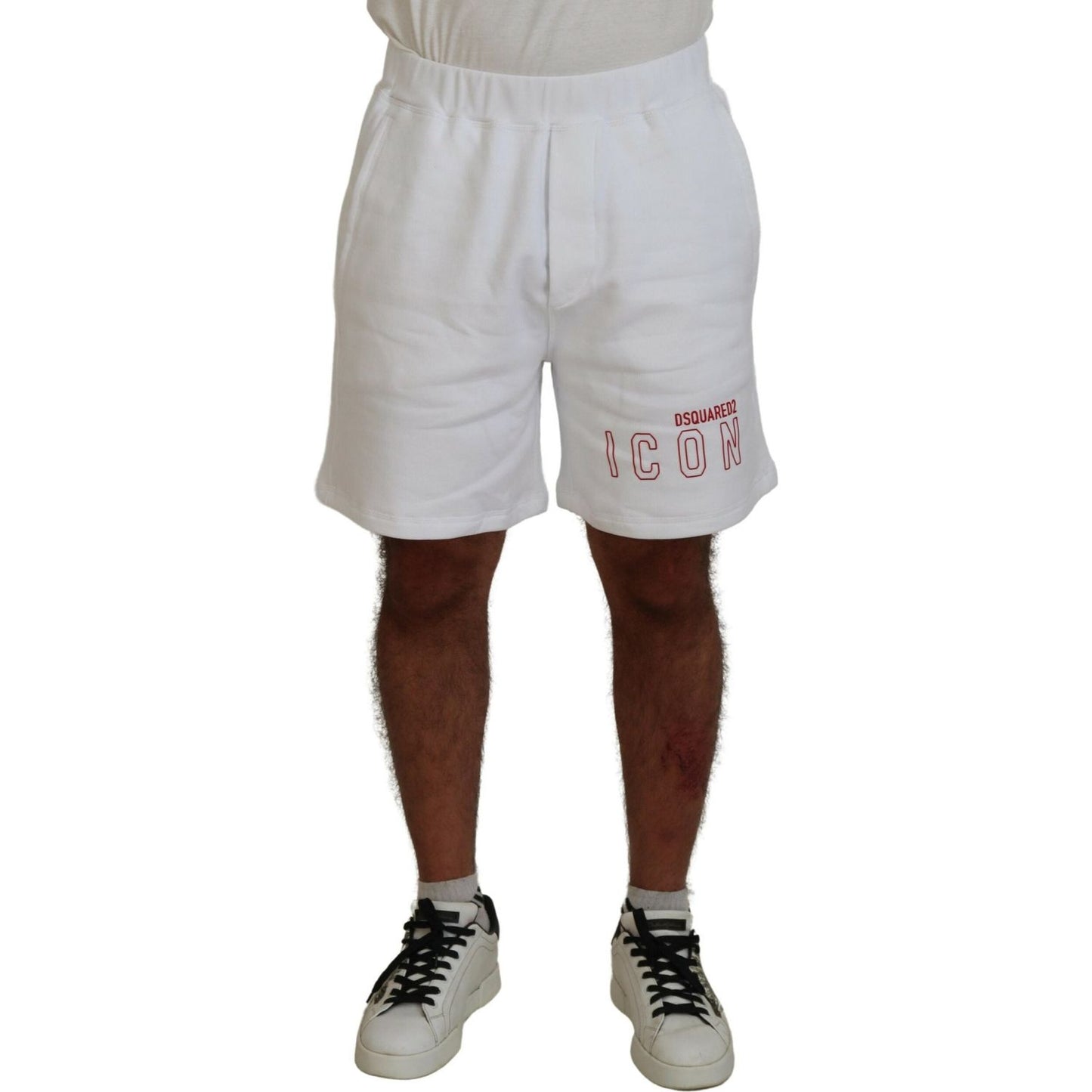 Dsquared² White Printed Pull On Men Casual Bermuda Shorts Dsquared²