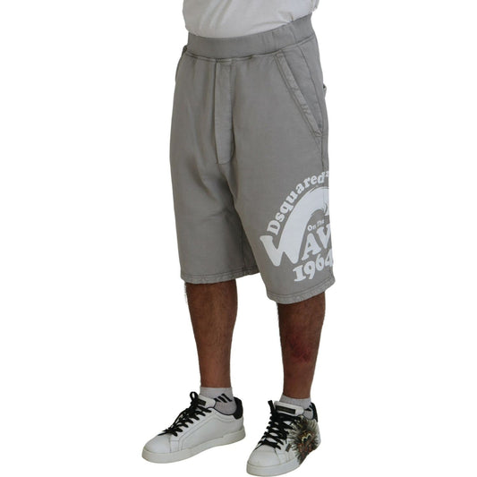 Dsquared² Gray Printed Pull On Men Casual Bermuda Shorts Dsquared²