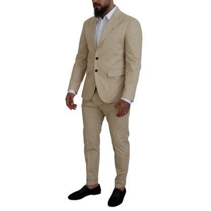 Dsquared² Beige Cotton Single Breasted 2 Piece CIPRO Suit