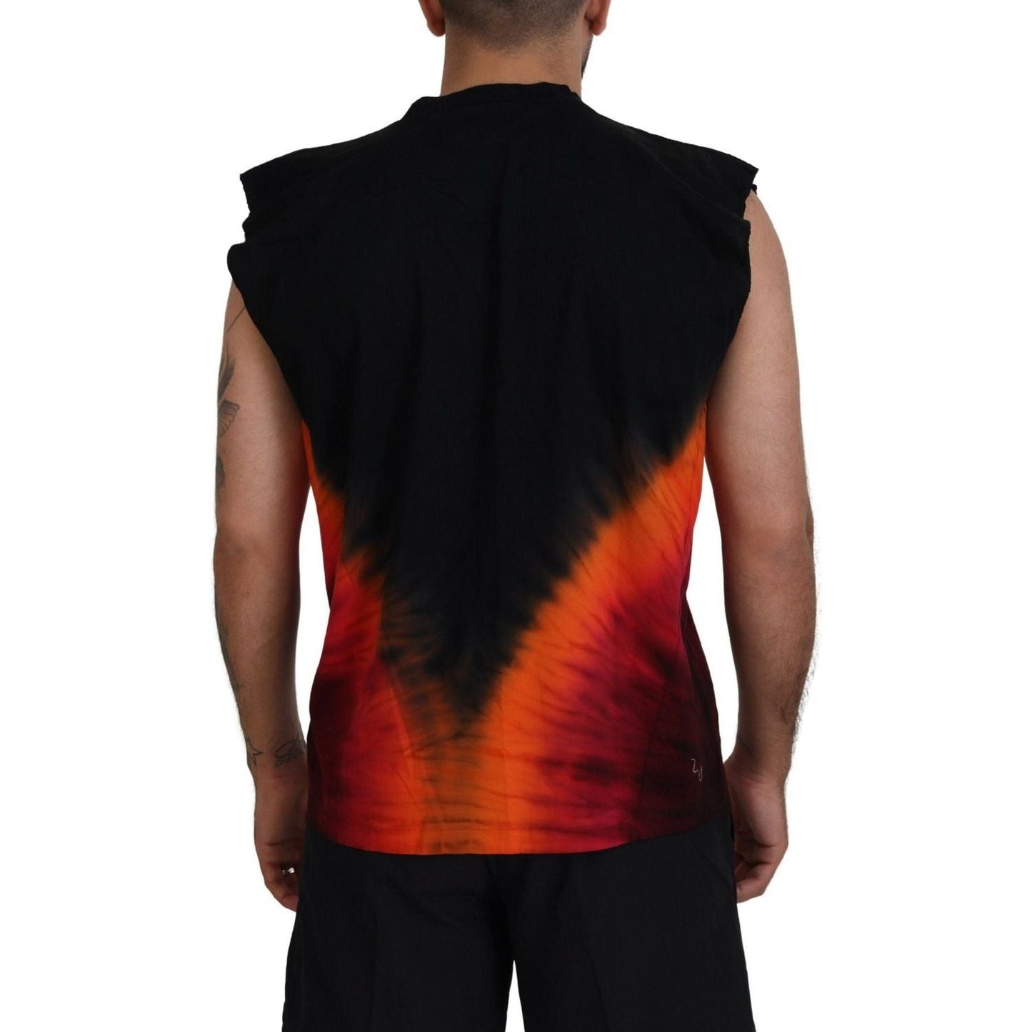 Dsquared² Black Orange Cotton Sleeveless Tank T-shirt Dsquared²