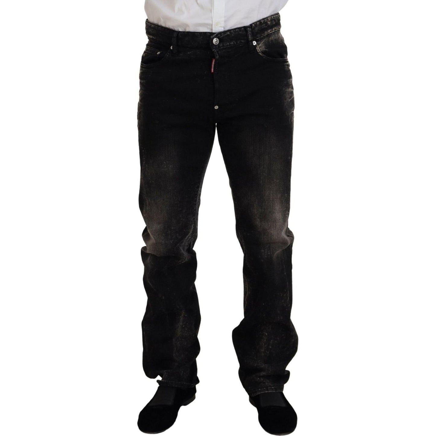 Dsquared² Black Washed Cotton Straight Fit Casual Denim Jeans Dsquared²