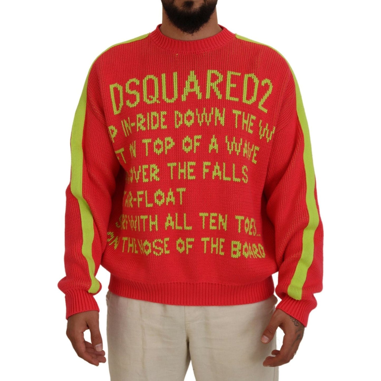 Dsquared² Orange Cotton Printed Long Sleeves Pullover Sweater Dsquared²