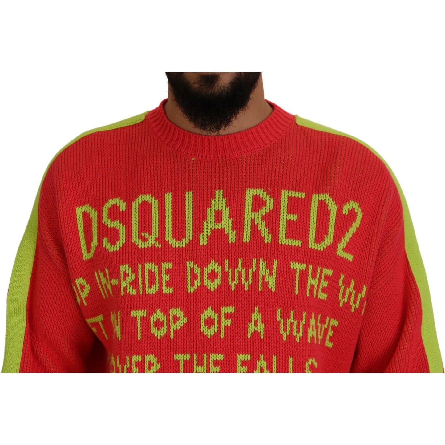 Dsquared² Orange Cotton Printed Long Sleeves Pullover Sweater Dsquared²