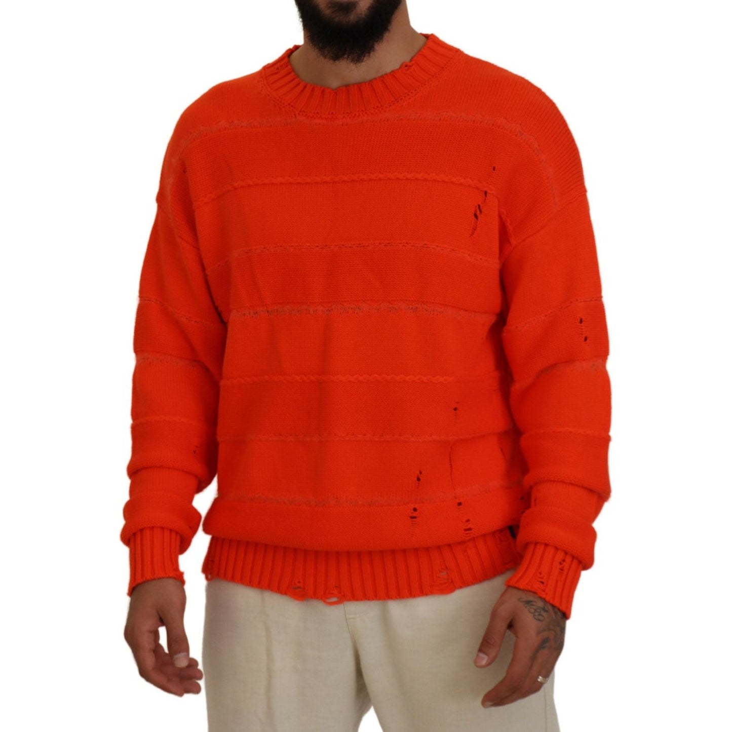 Dsquared² Orange Cotton Long Sleeves Men Pullover Sweater Dsquared²