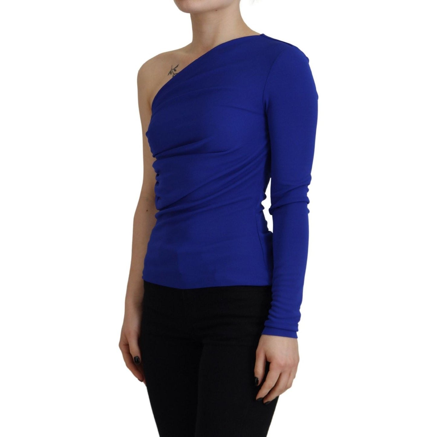 Dsquared² Blue Viscose One Shoulder Slim Fit Blouse Top Dsquared²