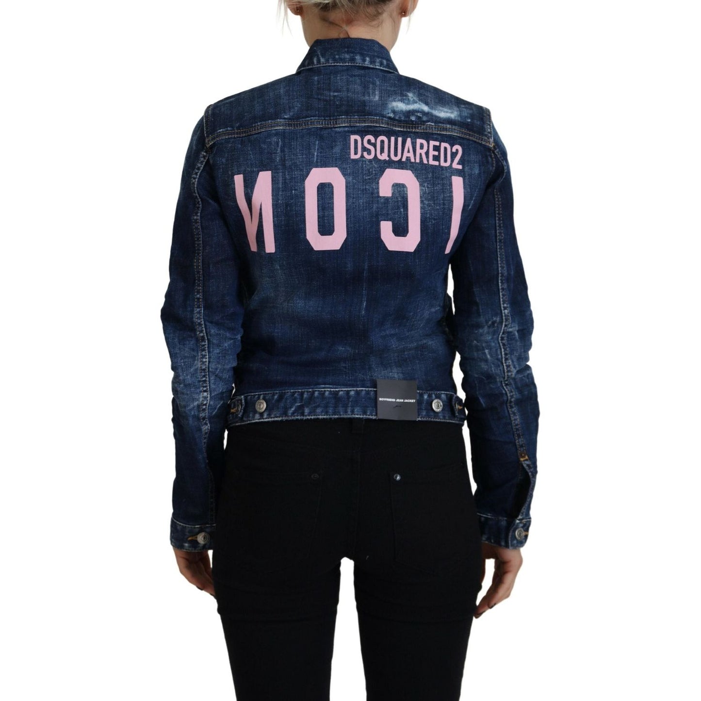 Dsquared² Blue Icon Printed Distressed Denim Jacket Dsquared²