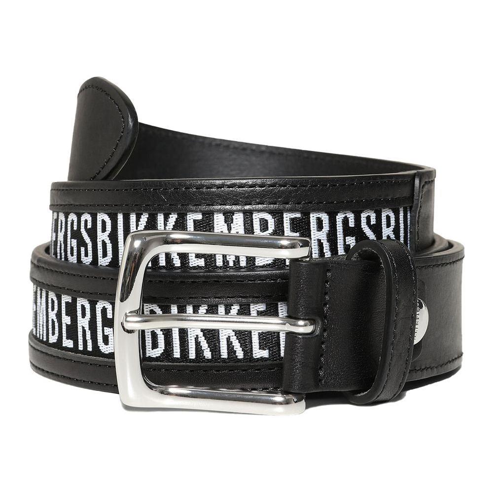 Bikkembergs Black Calfskin Men Belt MAN BELTS Bikkembergs