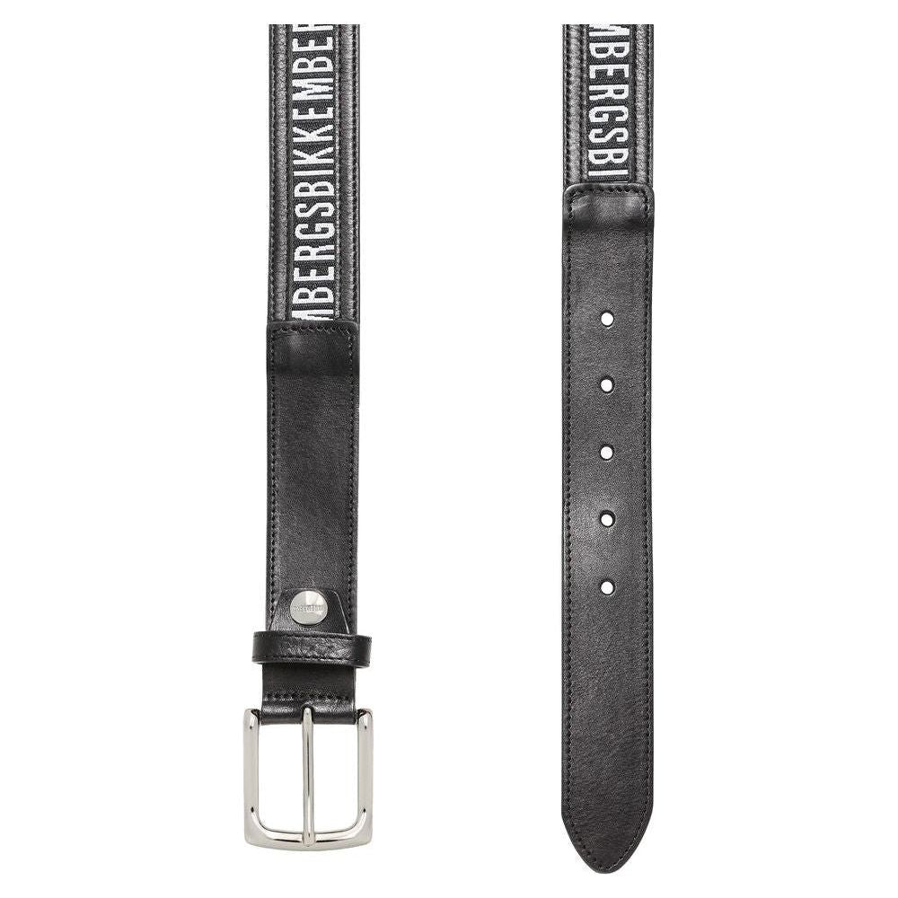 Bikkembergs Black Calfskin Men Belt MAN BELTS Bikkembergs