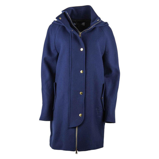 Love Moschino Blue Wool Women Coat Love Moschino