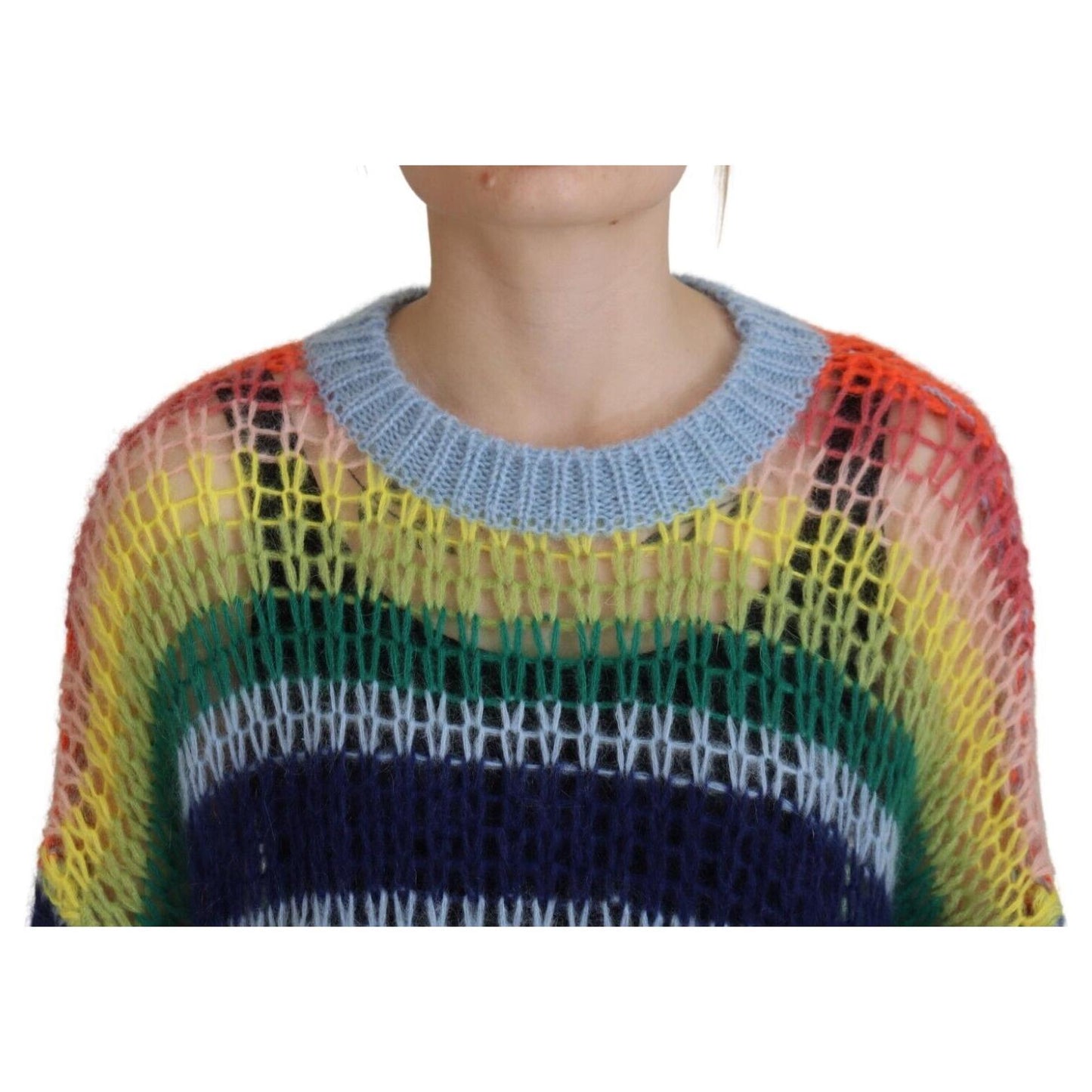 Dsquared² Multicolor Knitted Mohair Crewneck Pullover Sweater Dsquared²