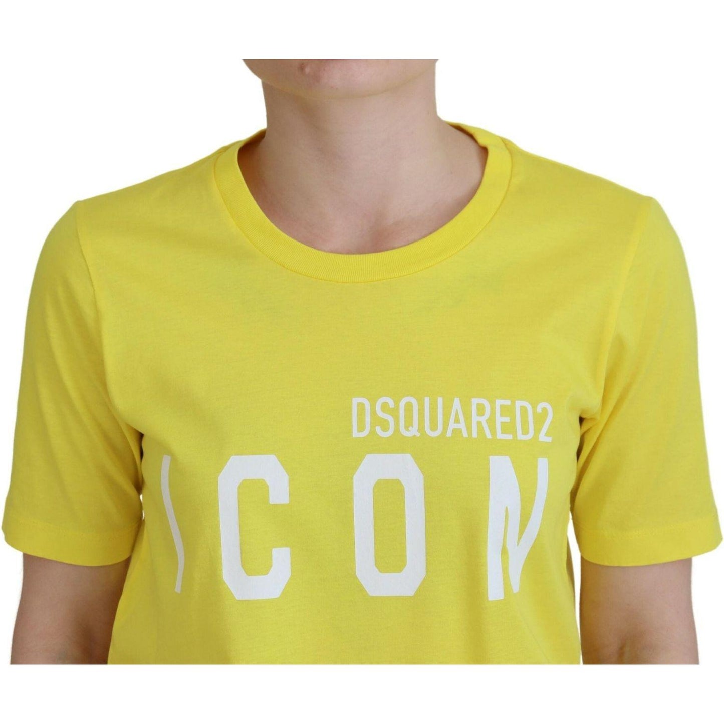 Dsquared² Yellow CottonShiny Icon Renny Dress Crewneck T-shirt Dsquared²