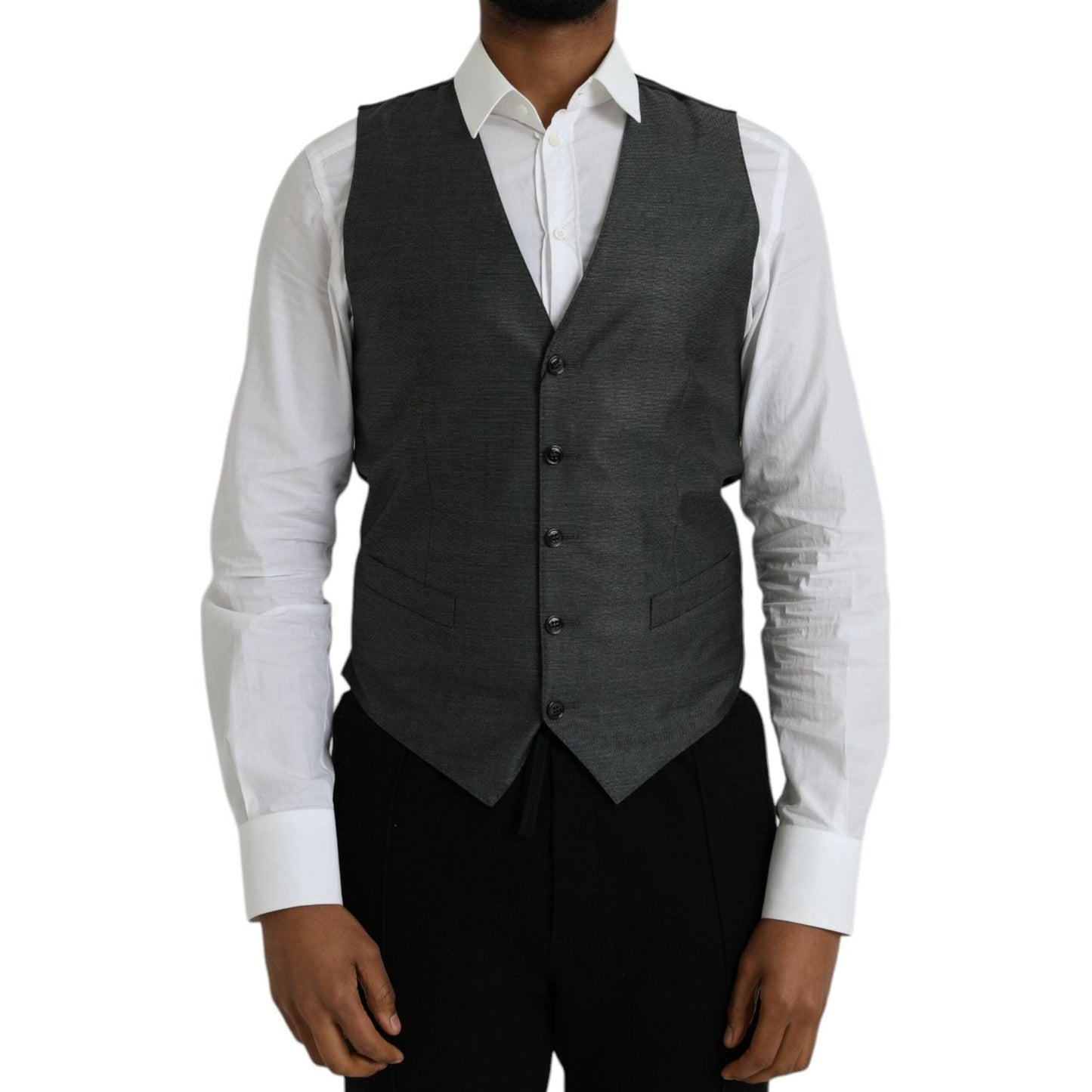 Dolce & Gabbana Gray Wool Formal Dress Waistcoat Vest Dolce & Gabbana