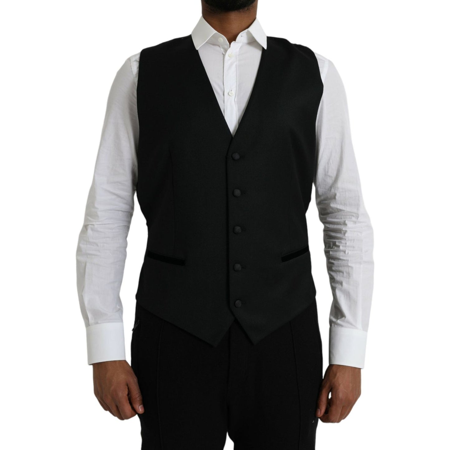 Dolce & Gabbana Black Silk Waistcoat Dress Formal Vest Dolce & Gabbana