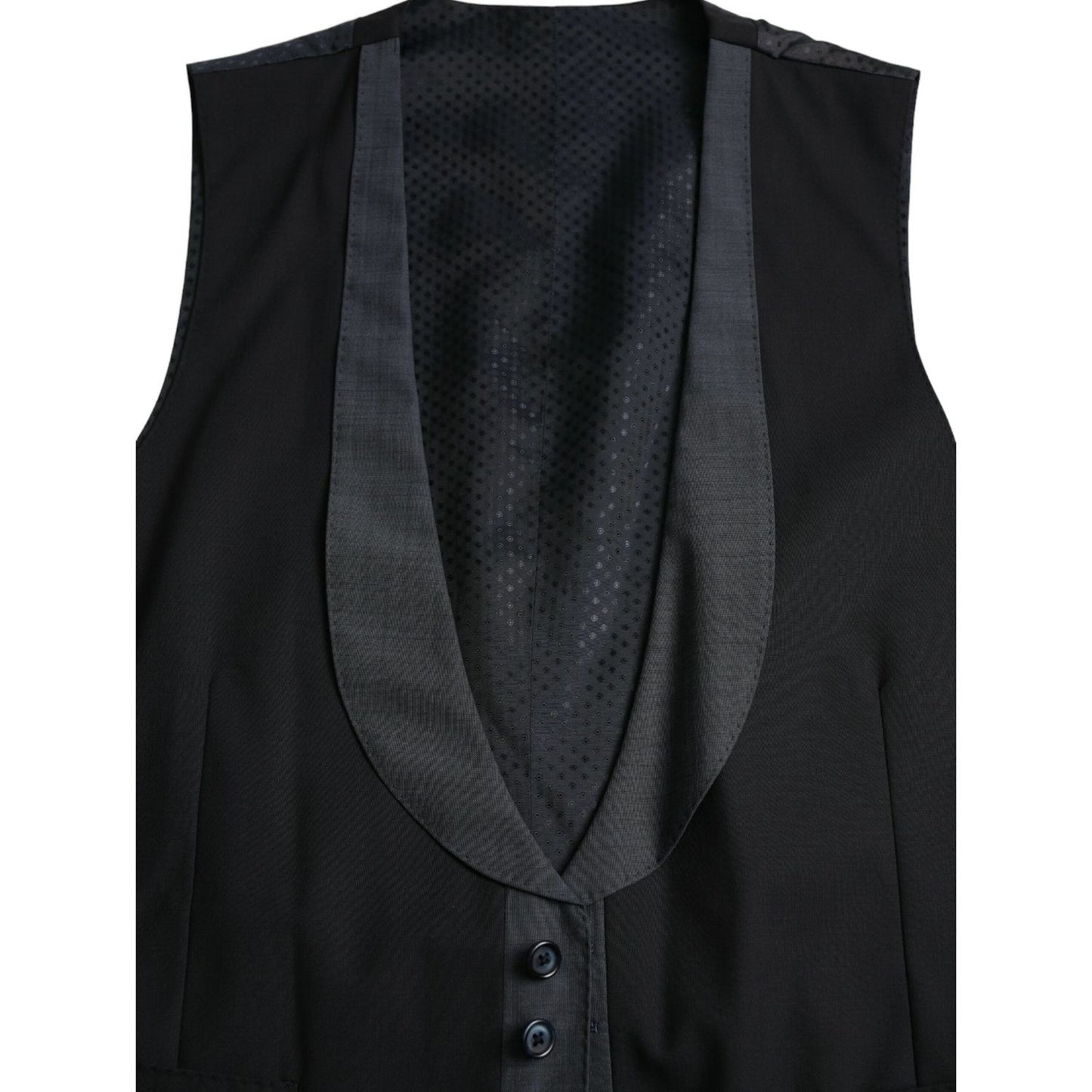 Dolce & Gabbana Black Wool Waistcoat Dress Formal Vest Dolce & Gabbana