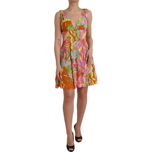 Dolce & Gabbana Multicolor Floral Silk A-Line Dress Dolce & Gabbana