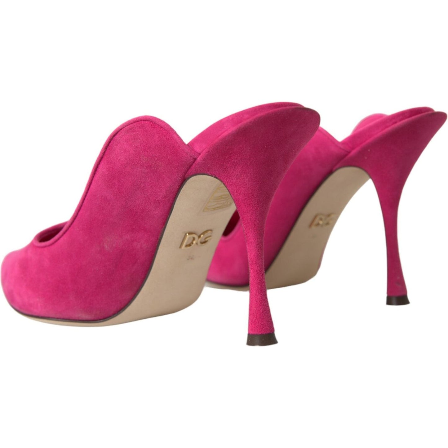 Dolce & Gabbana Fuchsia Suede Leather Mules Sandals Shoes Dolce & Gabbana