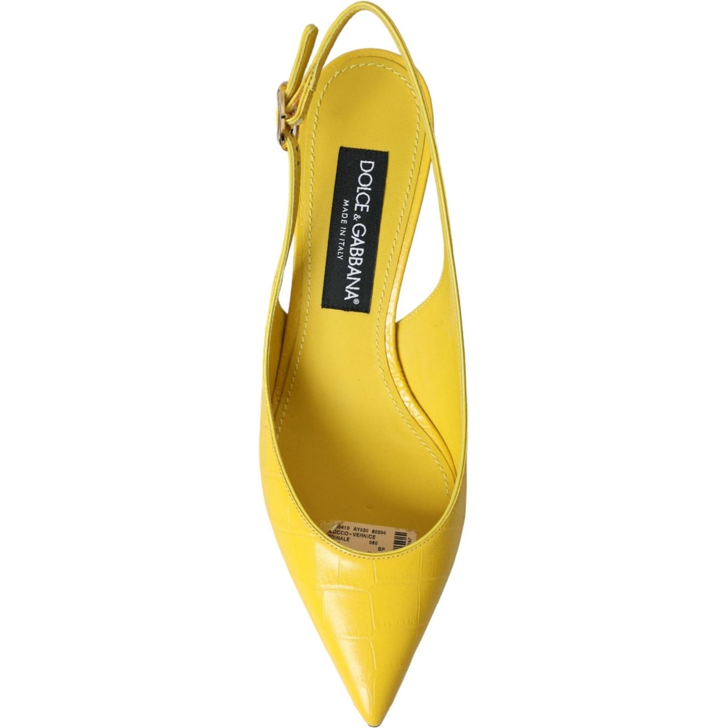 Dolce & Gabbana Yellow Leather Slingbacks Heels Shoes Dolce & Gabbana