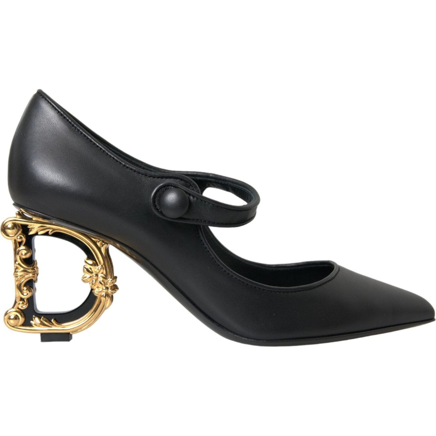 Dolce & Gabbana Black Leather Logo Heels Mary Janes Pumps Shoes Dolce & Gabbana