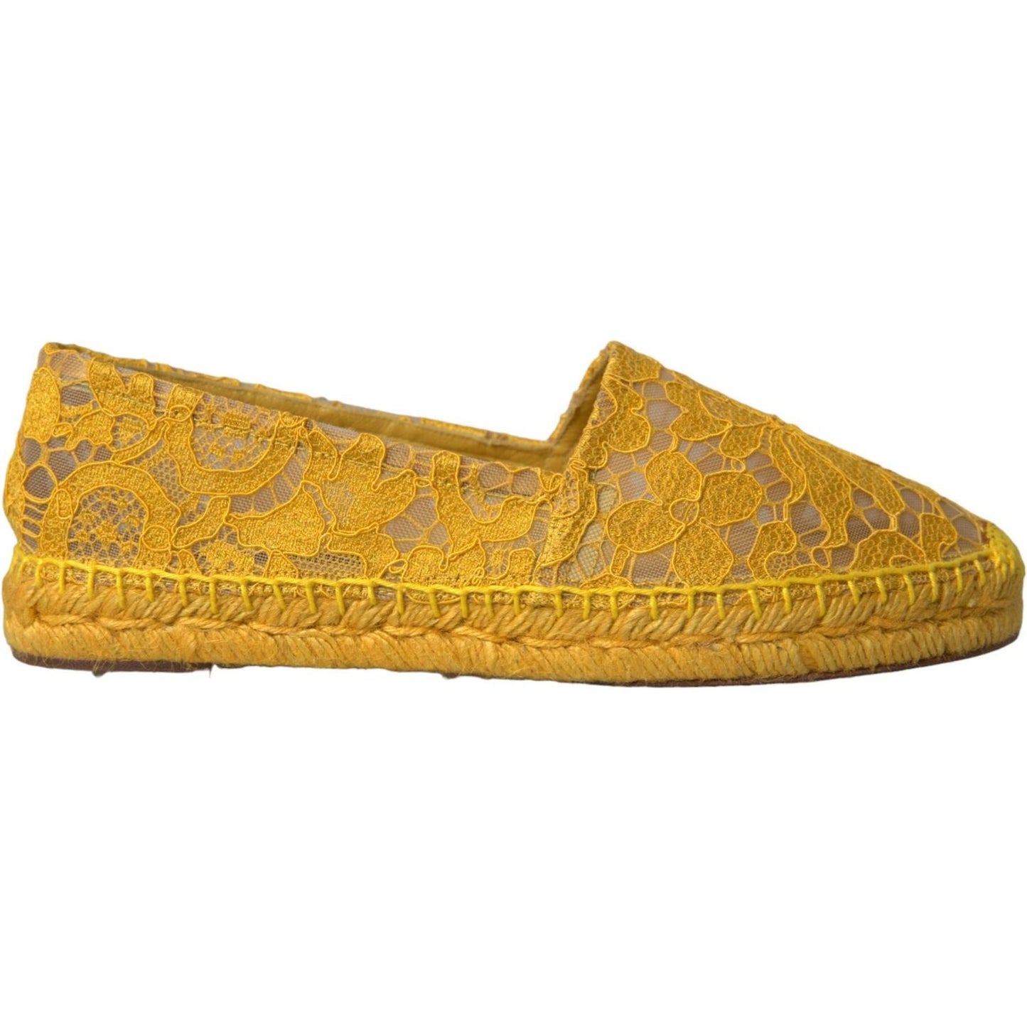 Dolce & Gabbana Yellow Taormina Lace Espadrille Loafers Flats Shoes Dolce & Gabbana