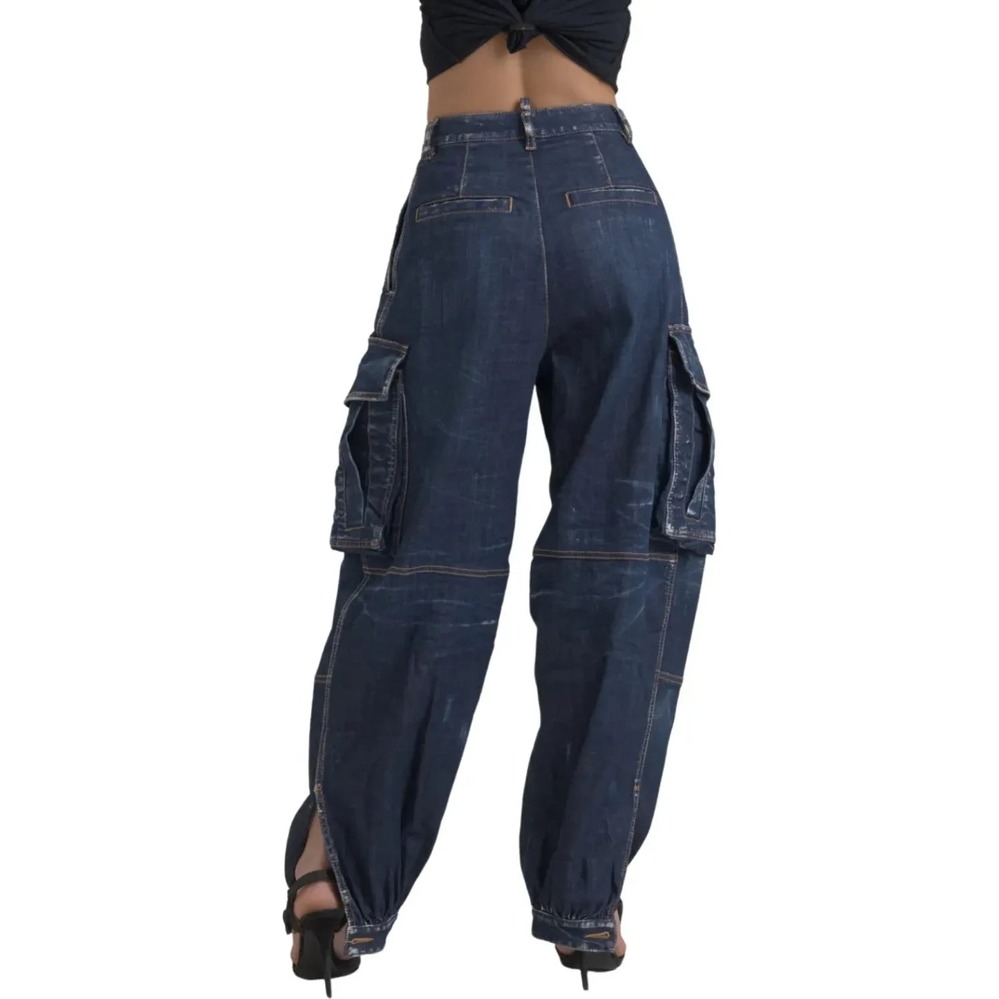 Dsquared² Blue High Waist Cotton Cargo Baggy Denim Jeans Dsquared²