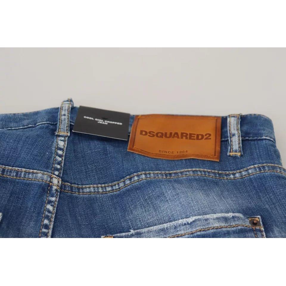 Dsquared² Blue Cotton Low Waist Cropped Cool Girl Denim Jeans Dsquared²