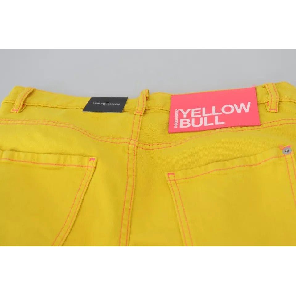 Dsquared² Yellow Cotton Low Waist Crop Denim Cool Girl Jeans Dsquared²