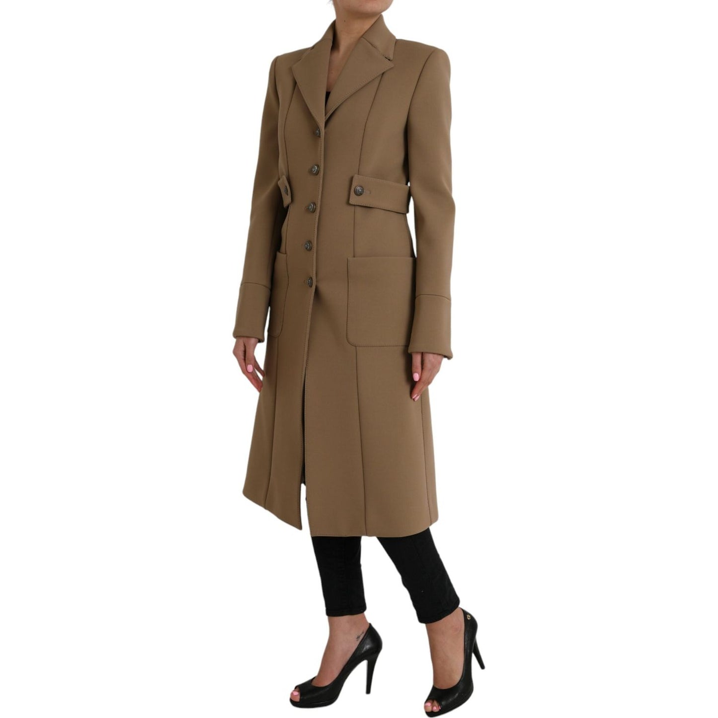 Dolce & Gabbana Brown Button Down Long Trench Coat Jacket Dolce & Gabbana