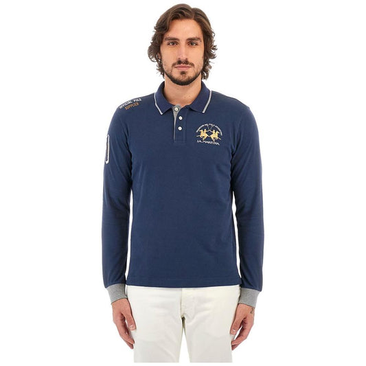 La Martina Blue Cotton Polo Shirt La Martina