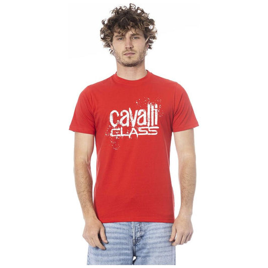 Cavalli Class Red Cotton Men T-Shirt Cavalli Class