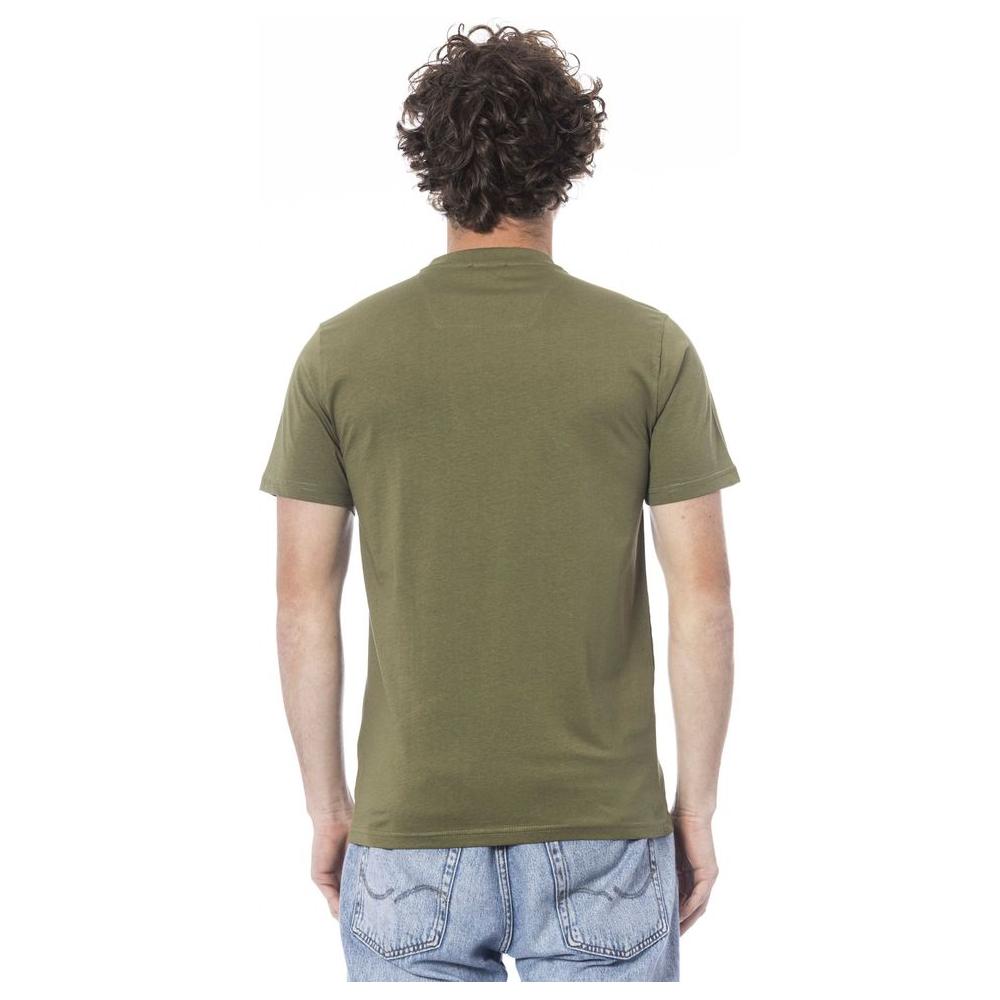 Cavalli Class Green Cotton Men T-Shirt Cavalli Class