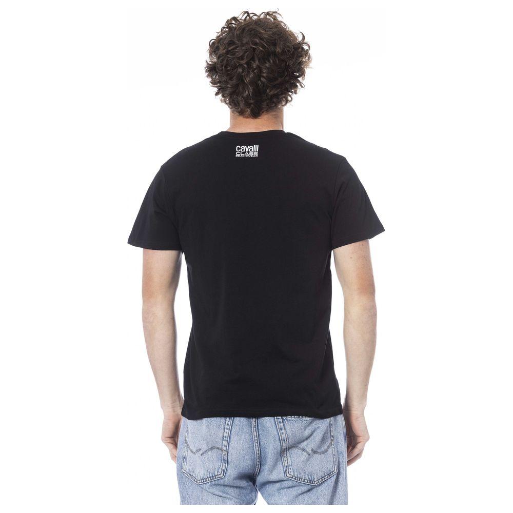 Cavalli Class Black Cotton Men T-Shirt Cavalli Class