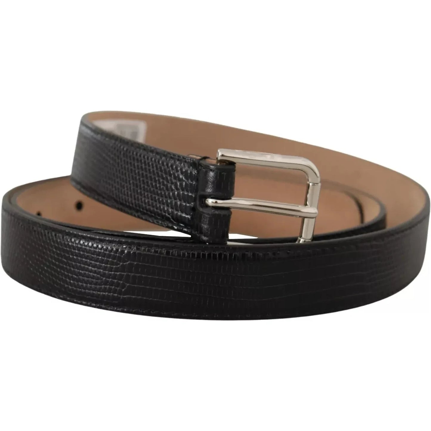 Dolce & Gabbana Black Classic Leather Silver Metal Buckle Belt Dolce & Gabbana