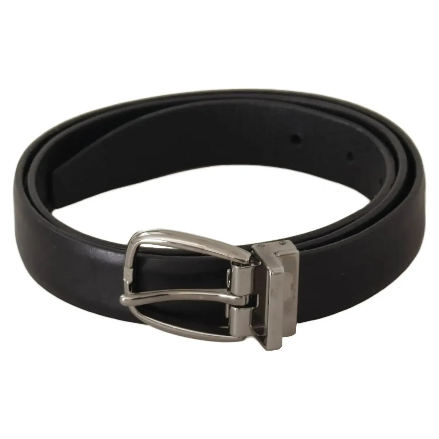 Dolce & Gabbana Black Classic Leather Silver Tone Metal Buckle Belt Dolce & Gabbana