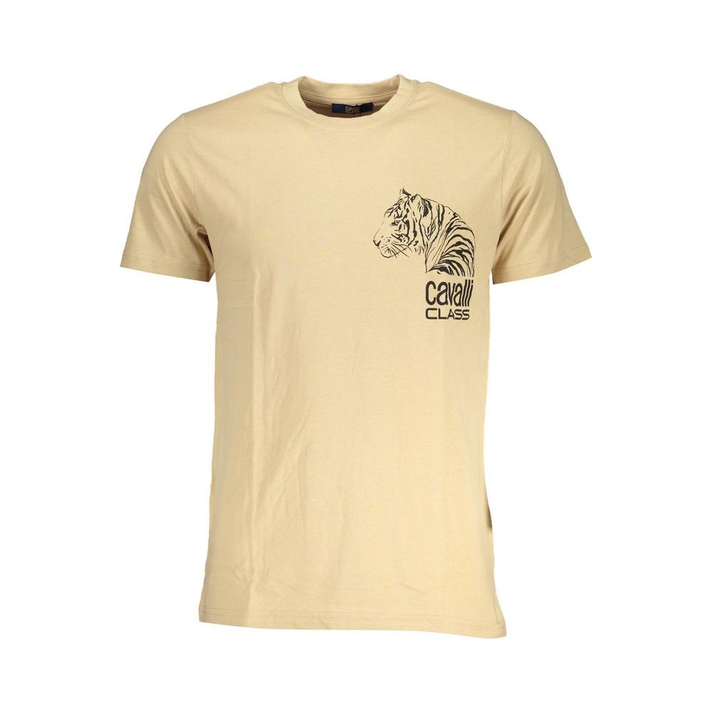 Cavalli Class Beige Cotton T-Shirt Cavalli Class