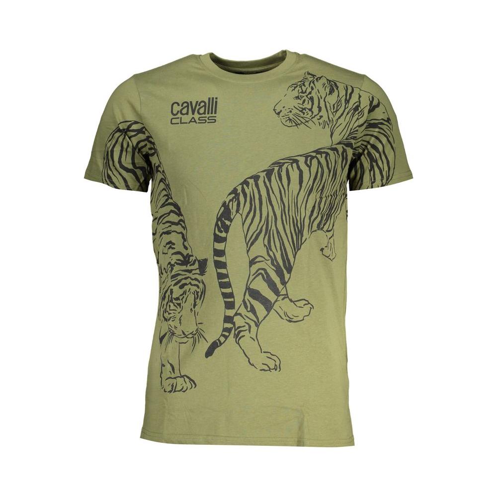 Cavalli Class Green Cotton T-Shirt Cavalli Class