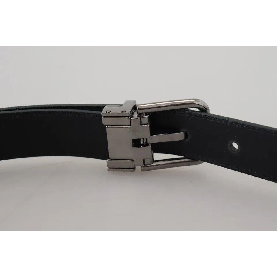 Dolce & Gabbana Green Calf Leather Silver Tone Metal Buckle Belt Dolce & Gabbana