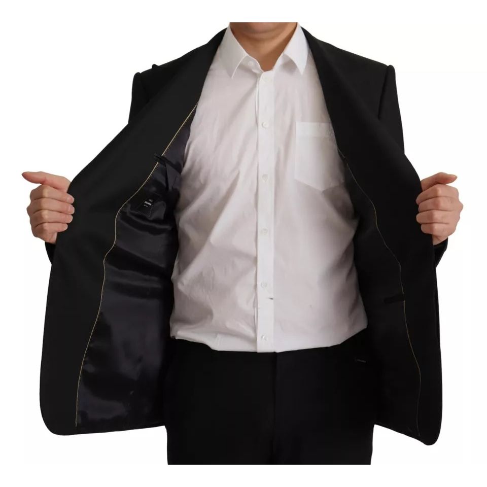 Dolce & Gabbana Black Polyester Single Breasted BlazerJacket 1728,67345645728,Black,Blazers - Men - Clothing,Blazers - Suits & Blazers - Clothing,Clothing,Dolce & Gabbana,IT48 | M,Material: 69% Polyester 30% Viscose 1% Elastane,Men,Preowned / Defect,Suits