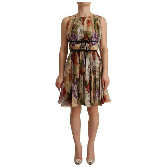 Dolce & Gabbana Beige Floral Sleeveless Round Neck Mini Dress 1728,67345645728,Beige,Clothing,Dolce & Gabbana,Dresses - Clothing,Dresses - Women - Clothing,IT36 | XS,IT40|S,IT44 | L,Material: 100% Silk,Preowned / Defect,Short - Dresses - Clothing,Sleevele