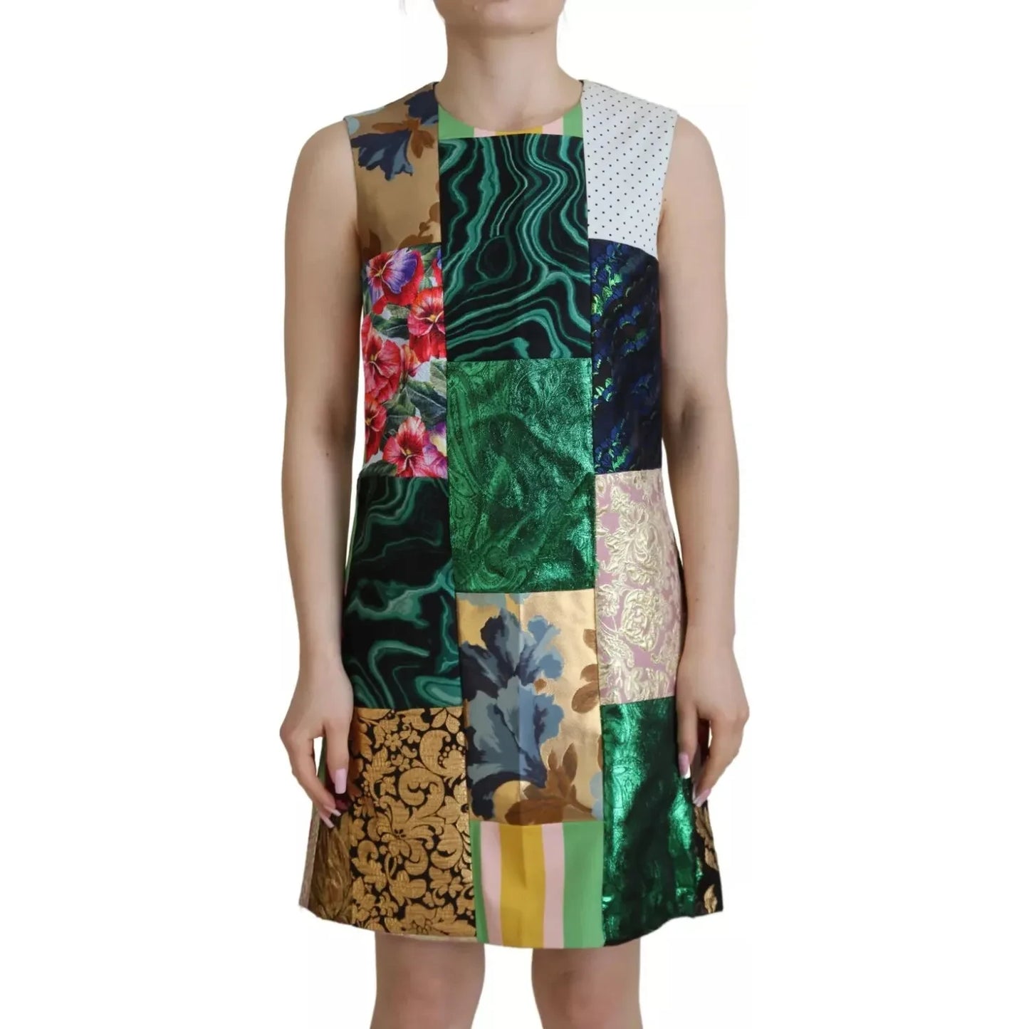 Dolce & Gabbana Multicolor Jacquard Patchwork Shift Mini Dress Dolce & Gabbana