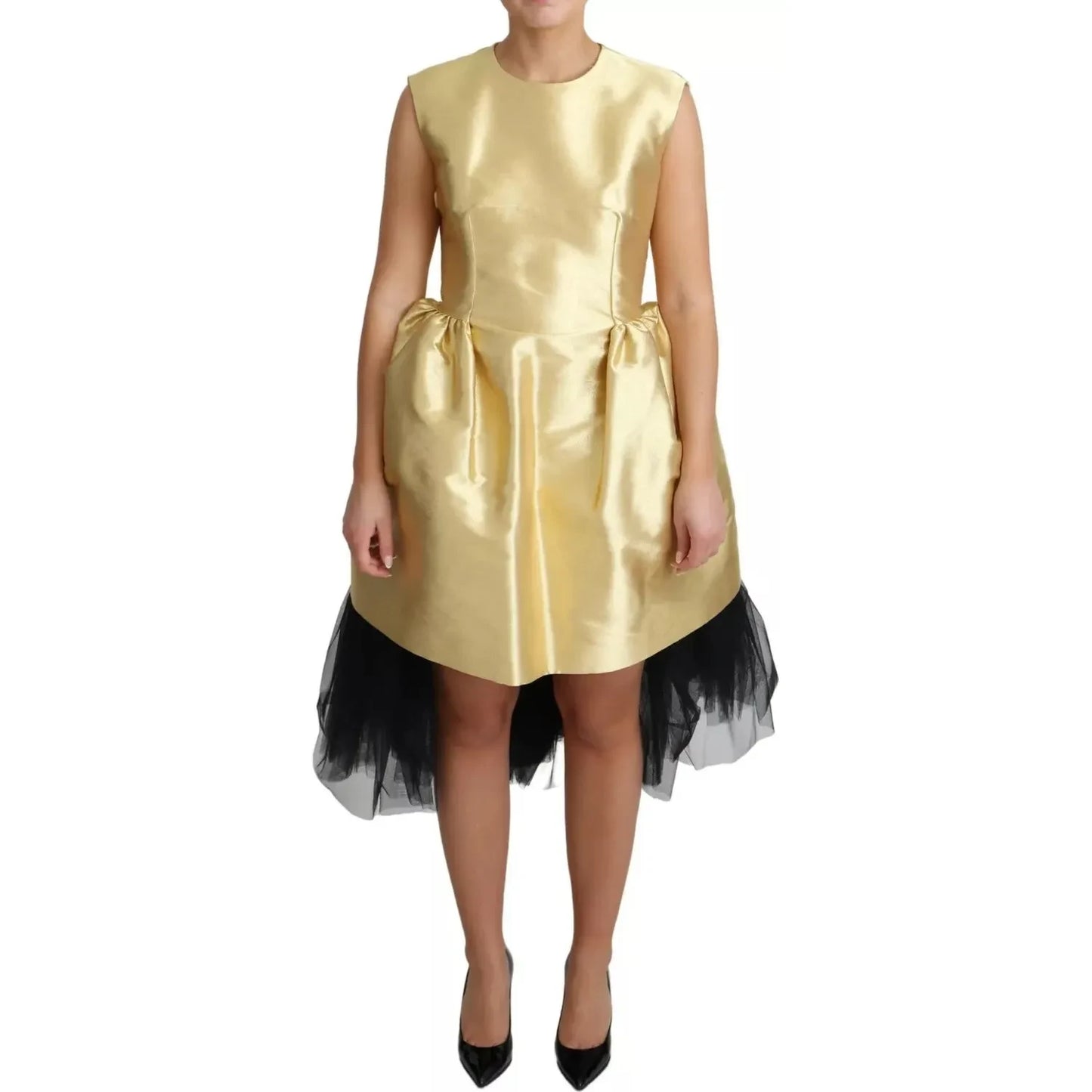 Dolce & Gabbana Polyester Gold Sleeveless A-line Tulle Dress Dolce & Gabbana