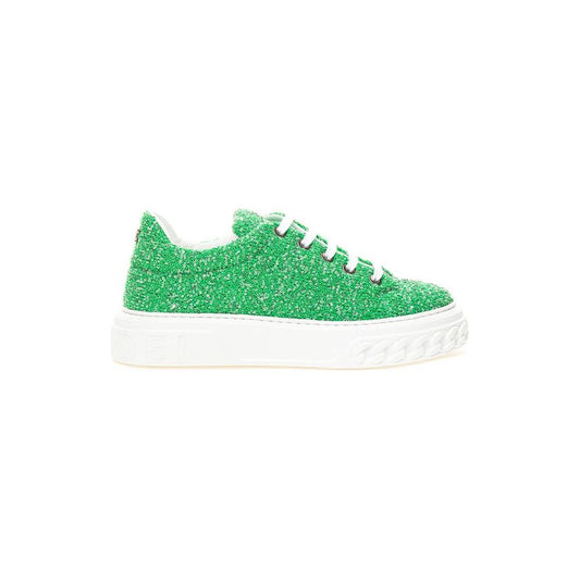 Casadei Emerald Elegance Leather Sneakers Casadei