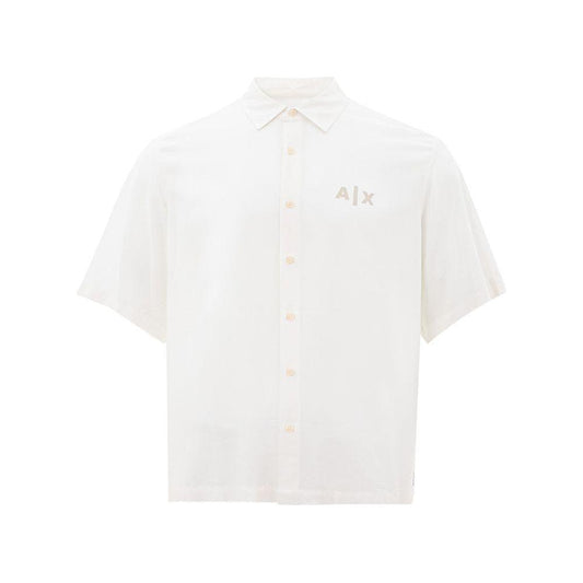 Armani Exchange Elegant White Viscose Shirt for Men Armani Exchange