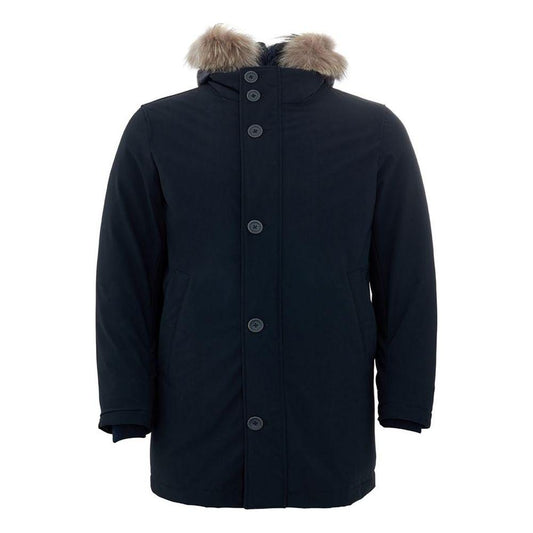 Elegant Blue Polyester Herno Jacket for Men Herno